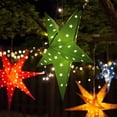 thumbnail image 4 of Aurora Superstar 18" Green Hanging 5 Point Star Light LED Lantern Decor, Weatherproof Fold-Flat Plastic Lighted Star, 4 of 7