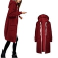thumbnail image 2 of Smsaxvxz Women's Zip Up Hoodies Fall Fashion Solid Long Sleeve Sweatshirts Oversized Winter Cardigan Jacket Coat with Pocket Wine S, 2 of 7
