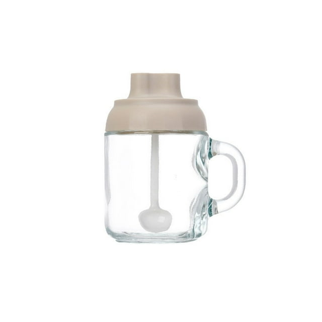 TIELUTT Container Transparent Jar with Lid & Measuring Spoon | Kitchen Gadgets & Gadgets for Dried and Set Small Glass Ramekins for Glass Small with Lids Spoon 100 Silicone Seasoning Shakers