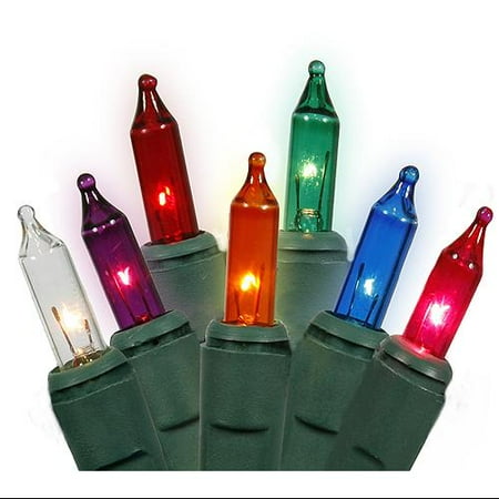 Set of 100 Multi-Color Mini Twinkle Christmas Lights - Green Wire