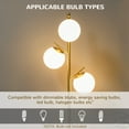 thumbnail image 6 of HOMCOM 3-Light Modern Floor Lamp for Living Room Bright Lighting, Tree Standing Lamp for Bedroom with Globe Lampshades, Gold, 6 of 10