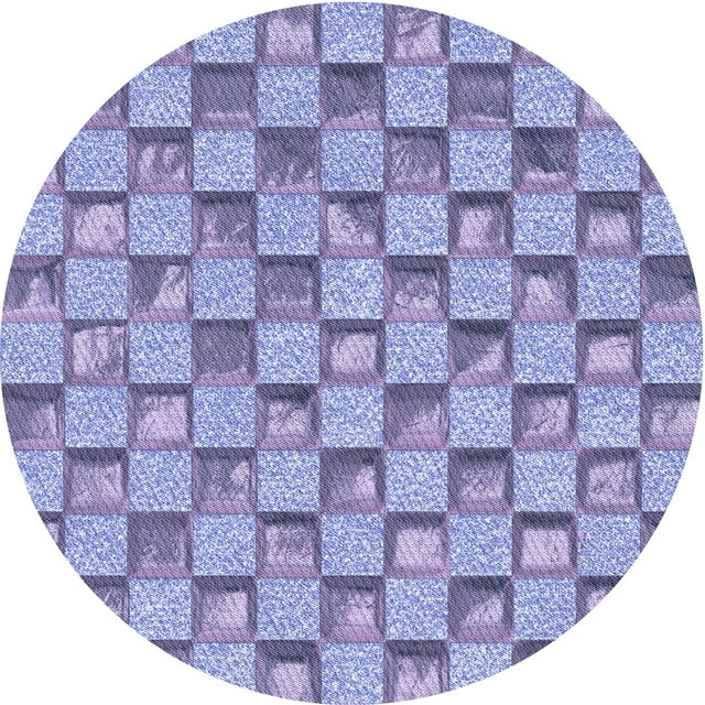 Ahgly Company Tapis d'Intérieur Rond Lavable en Machine Bleu Ardoise Transitionnel, 4 Pieds Rond