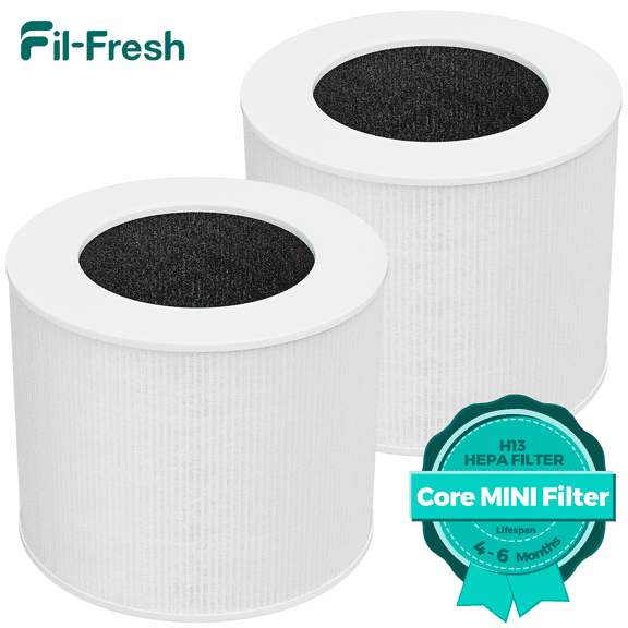 Fil fresh 2-Pack Core Mini Replacement Filter for Levoit Core Mini-RF Air Purifiers, 3-in-1 True HEPA Core Mini-RF Filter, High-Efficiency Activated Carbon, Replace Core Mini-RF