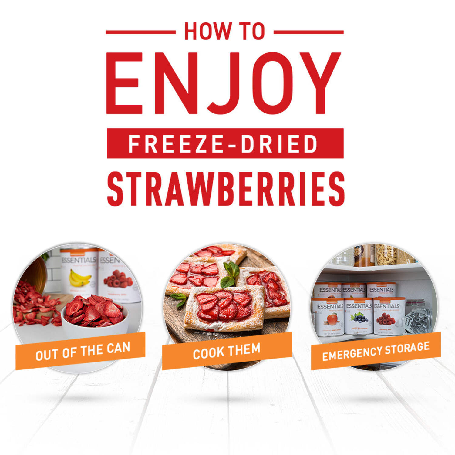 Emergency Essentials, Freeze-Dried Strawberry Slices, Bulk Freeze-Dried Fruit, 30-Year Shelf Life, 6.4-oz. Large Can
