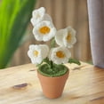 thumbnail image 4 of Adorno de escritorio con flores artificiales tejidas a mano para decoración de balcón o boda. Blanco, 4 of 9