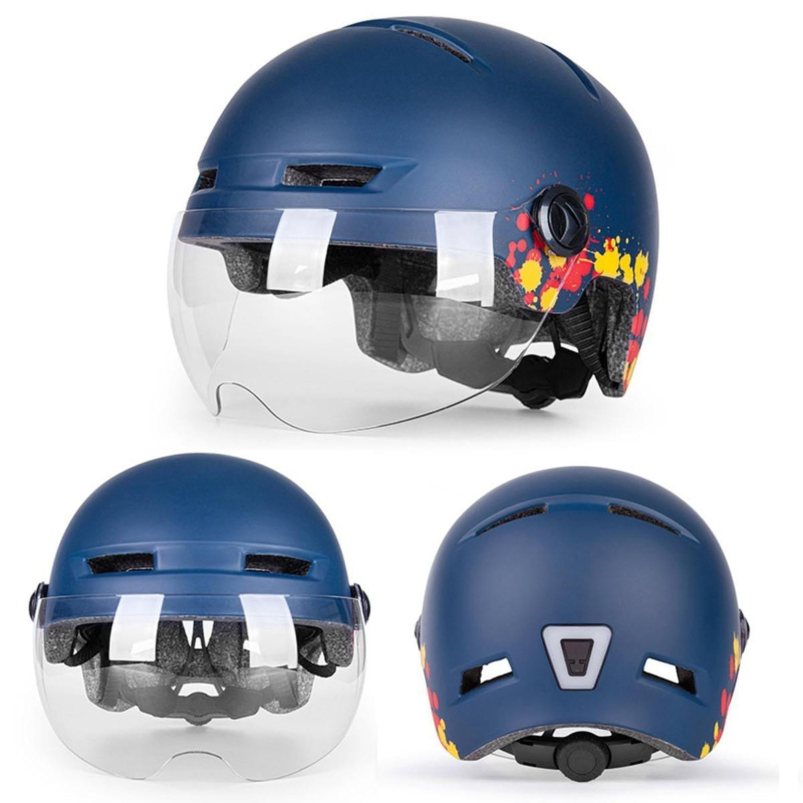 Baoblaze Electric Helmet with Light and Visor Adjustable Cycling Helmet Dark Blue