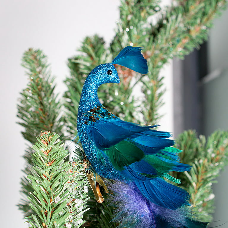 Licupiee Faux Peacock Feather Christmas Hanging Ornaments19In