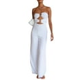 thumbnail image 1 of Qmyliery Women's Sleeveless One-Piece Clothes, Solid Color Backless Metal Ring Linked Loose Fit Wide-Leg Jumpsuit, 1 of 7