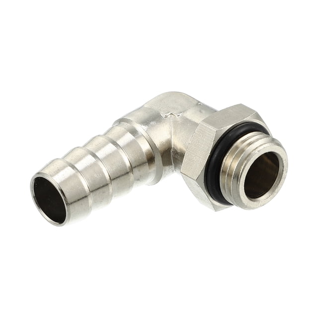 Adaptador de manguera de latón de 90 grados para automóvil universal, 10 mm de 3/8" a macho G1/4" BSP BSPT tono plateado