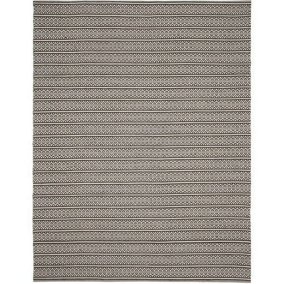 SAFAVIEH Montauk Randall Geometric Striped Cotton Area Rug, Ivory/Black, 6' x 6' Square
