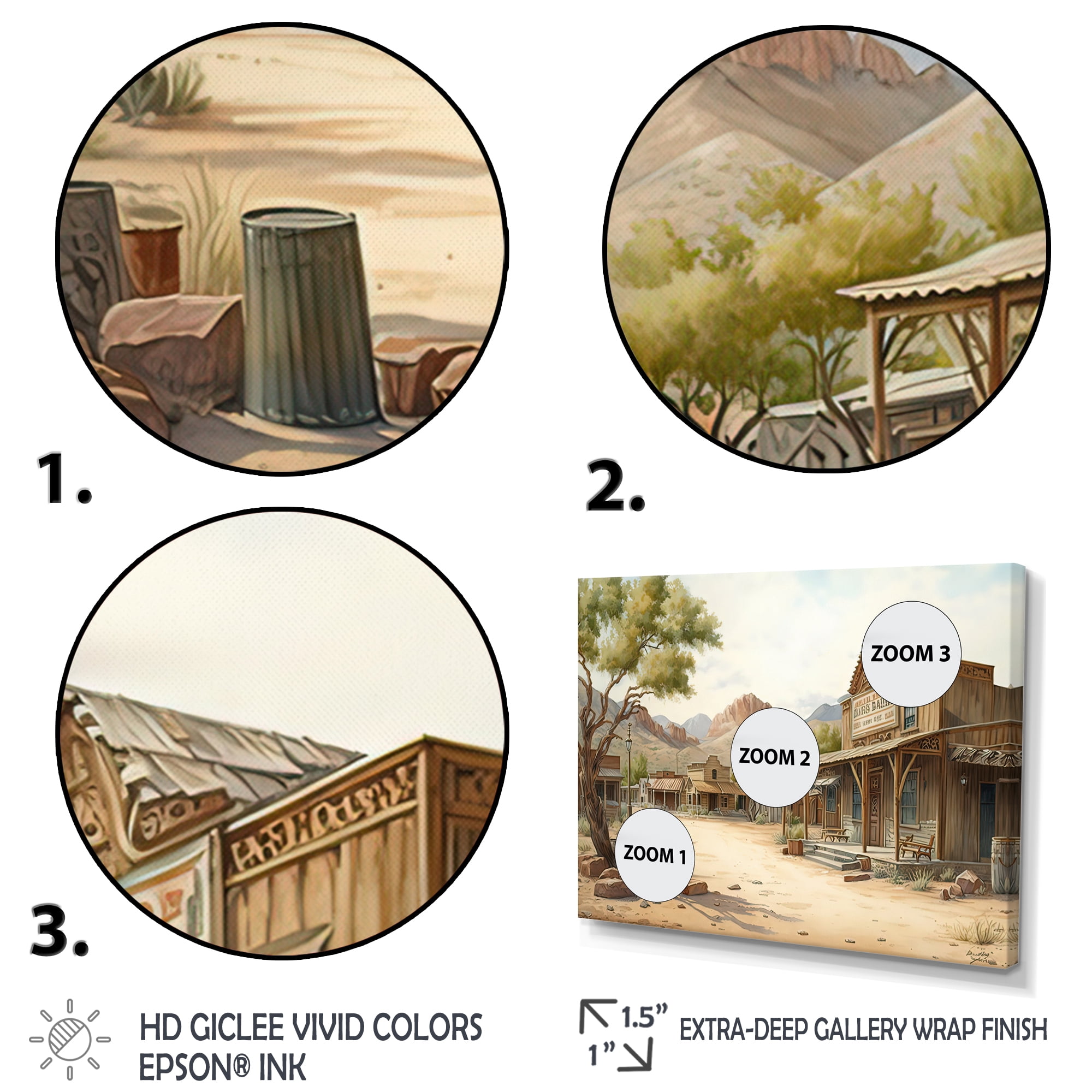 Designart Arizona Wild West Town V Canvas Wall Art