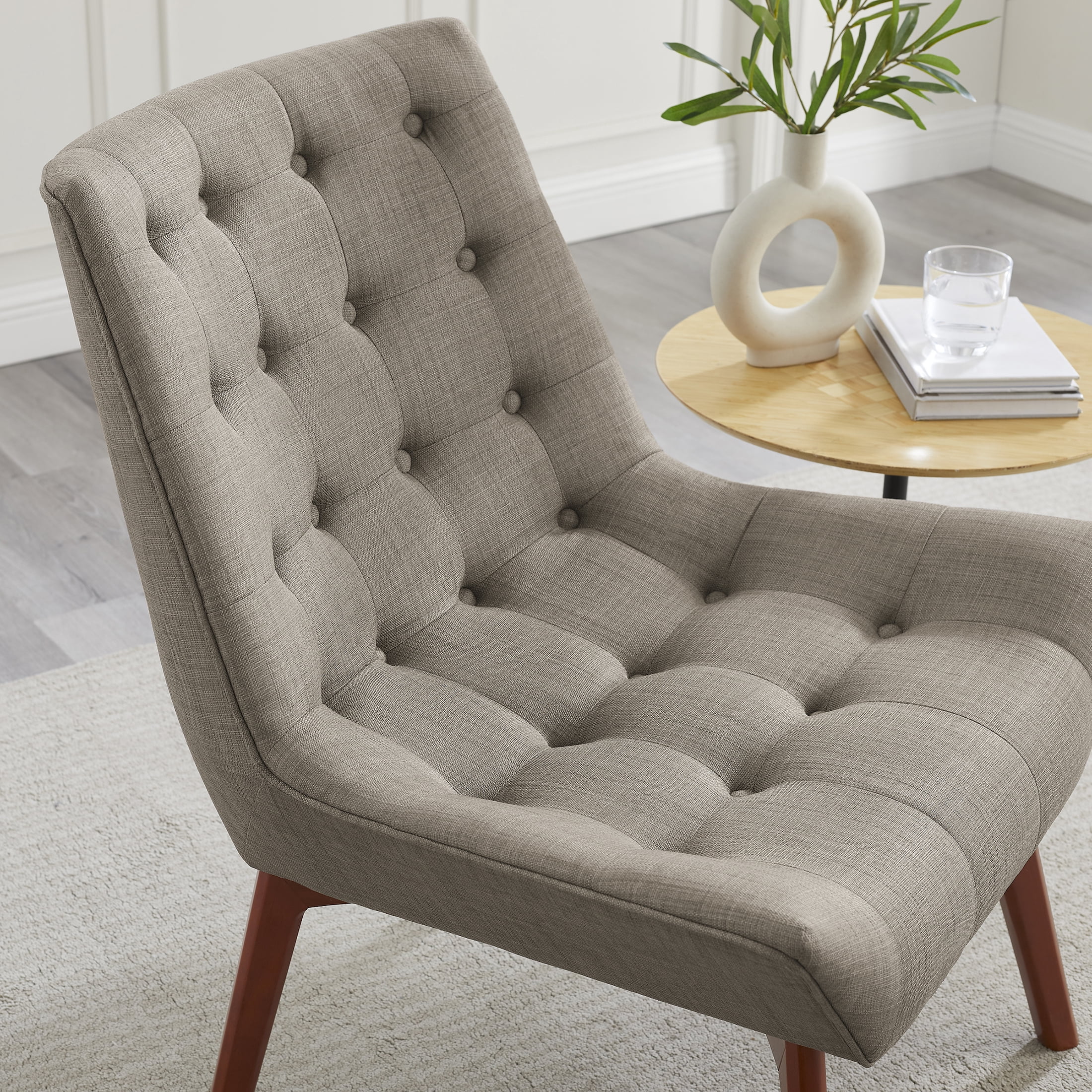 Linon Cassia Mid-Century Button Tufted Accent Chair, Gray