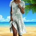 thumbnail image 2 of JIRNDf Robes de Printemps pour Femmes 2025 Tendance à Imprimé Floral Col Rond Vacances Basique Confortable Stylée Féminine Robes d'Été pour Femmes Plage Boho Robe Vert Foncé TG, 2 of 4