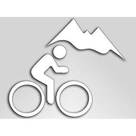 White Vinyl Mountain Biker SHAPE Sticker Decal (bike cycling decal) Size: 4 x 5 (Best Car For Mountain Bikers)