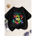 thumbnail image 1 of Welcome Back to School" Girls' Pink T-Shirt - Casual & Comfortable Cotton Round Neck Tee with apple, Pencil, and Star Print, Perfect for Summer, 1 of 7