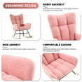 thumbnail image 6 of Ouyessir Nursery Rocking Chair Teddy Fabric Upholstered Glider Rocker Comfy Accent Chair with High Backrest for Living Room Bedroom Office(Pink), 6 of 7