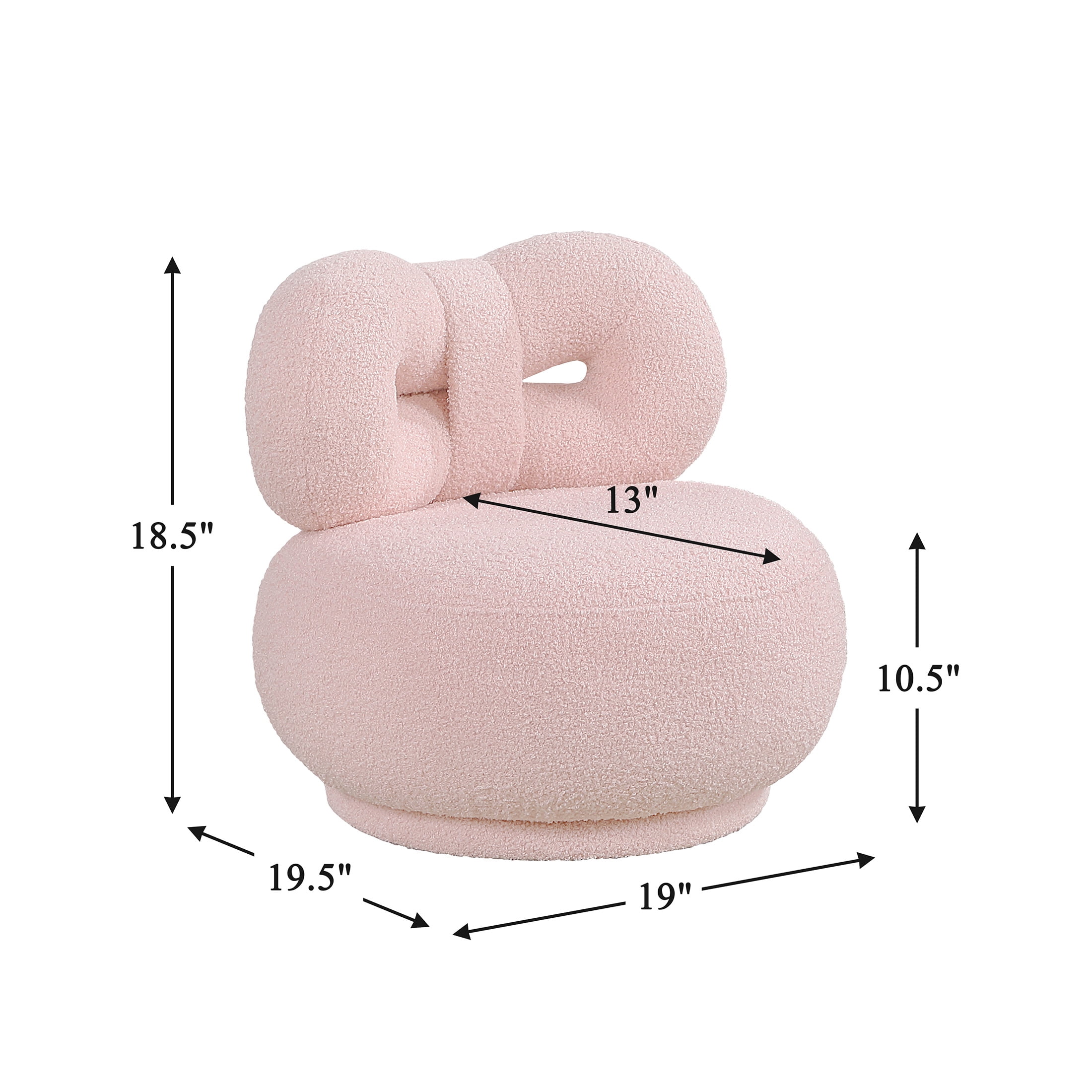 OakvillePark Wooda Modern Bow Shaped Boucle Mini Kid's Swivel Chair, Pink
