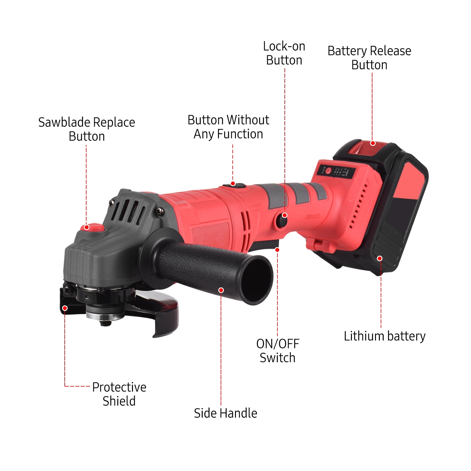 Electric Angle Grinder Power Tools 21V 9000RPM 3-Speed Electric grinder  for Metal Wood Cutting Grinding Polishing