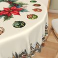 thumbnail image 5 of Duangreer Retro Christmas 60''Round Tablecloth, Poinsettia Xmas Cottage Print, Waterproof Tablecloths for Party, Dining, Indoor and Outdoor, 5 of 6