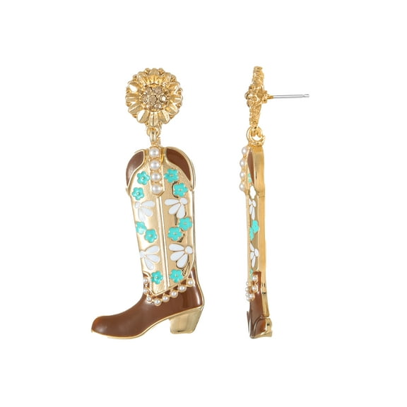 Packed Party Women's Sunflower Cowgirl Boot Earrings, 1 Pair