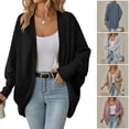 thumbnail image 2 of Yokua Open Front Cardigan Long Batwing Sleeve Knit Sweater Coats Jackets Outerwear, 2 of 20