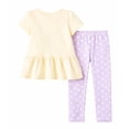 thumbnail image 2 of HILEELANG 2–7T Toddler/Little Girls Spring Daisy BLOOM Outfit, Yellow Peplum Top & Purple Daisy Leggings Set, Size 4T, 2 of 5