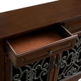 thumbnail image 3 of Powell Samira Farmhouse 2-Door 2-Drawer Wood Indoor Console Table with Shelves, Light Cherry, 3 of 8