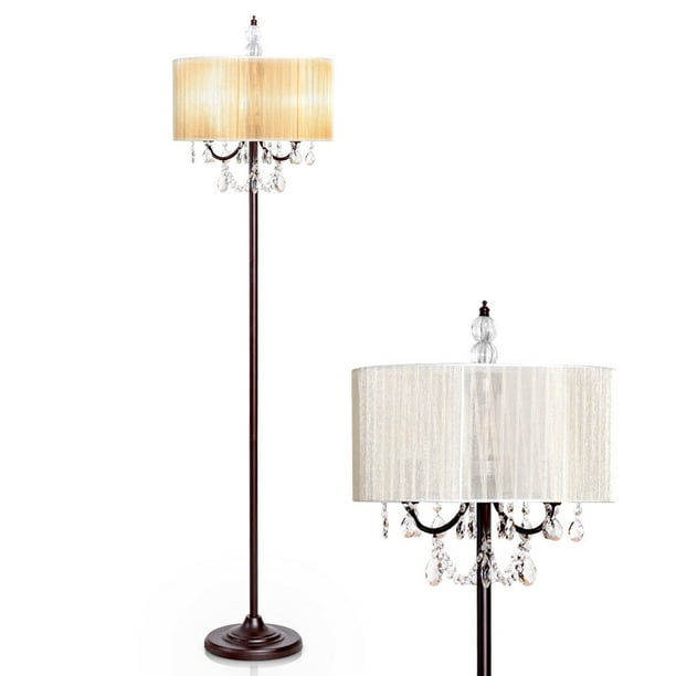 Gymax Elegant Design Sheer Shade Floor Lamp Light W Hanging