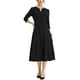 thumbnail image 2 of Vestido de trabajo para mujeres INSPIRE CHIC, corte A, mangas 3/4, vestido midi elegante, negro, 2XL, 2 of 5