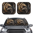 thumbnail image 2 of Bingfone Vintage Metal Dragon Windshield Sun Shade 2-Piece Foldable Car Front Window Sunshade for Most Sedans SUV Truck - Small, 2 of 7