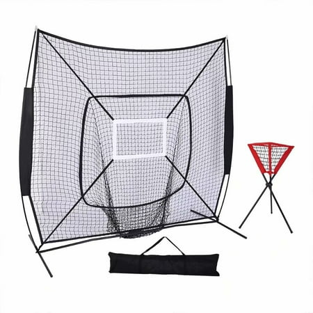 7'*7' Baseball Train Net with Single Target Frame & Collector Tube Black Sleevelet