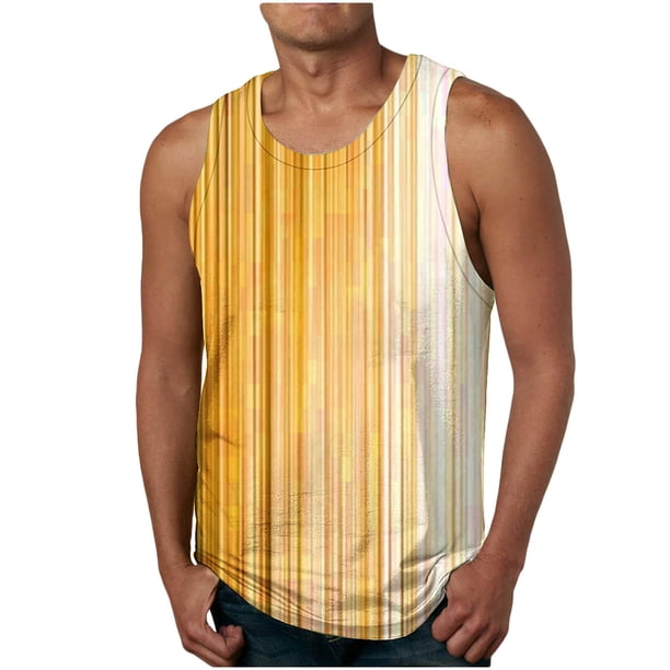 Tanques para Hombre para el Verano Solto Chaleco Impresión Deportivo Cuello Redondo, Casual