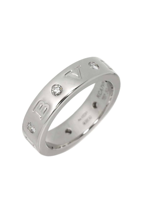 Pre-Owned BVLGARI Roman Sorbet #50 Ring with Diamonds in 18K White Gold (750)