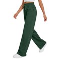 thumbnail image 5 of Womens Wide Leg Sweatpants | Winter Lounge Travel Pants Fall Fashion Outfits 2026 Clothes With Pockets Green S, 5 of 6