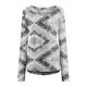 thumbnail image 4 of Moda mujer primavera otoño impreso manga larga cuello en V Casual Tee Tops Pompotops  FGAJ124, 4 of 5