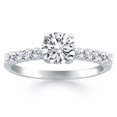 thumbnail image 1 of 14k White Gold Prong Diamond Band Accent Engmt Ring Size 4.5, 1 of 4