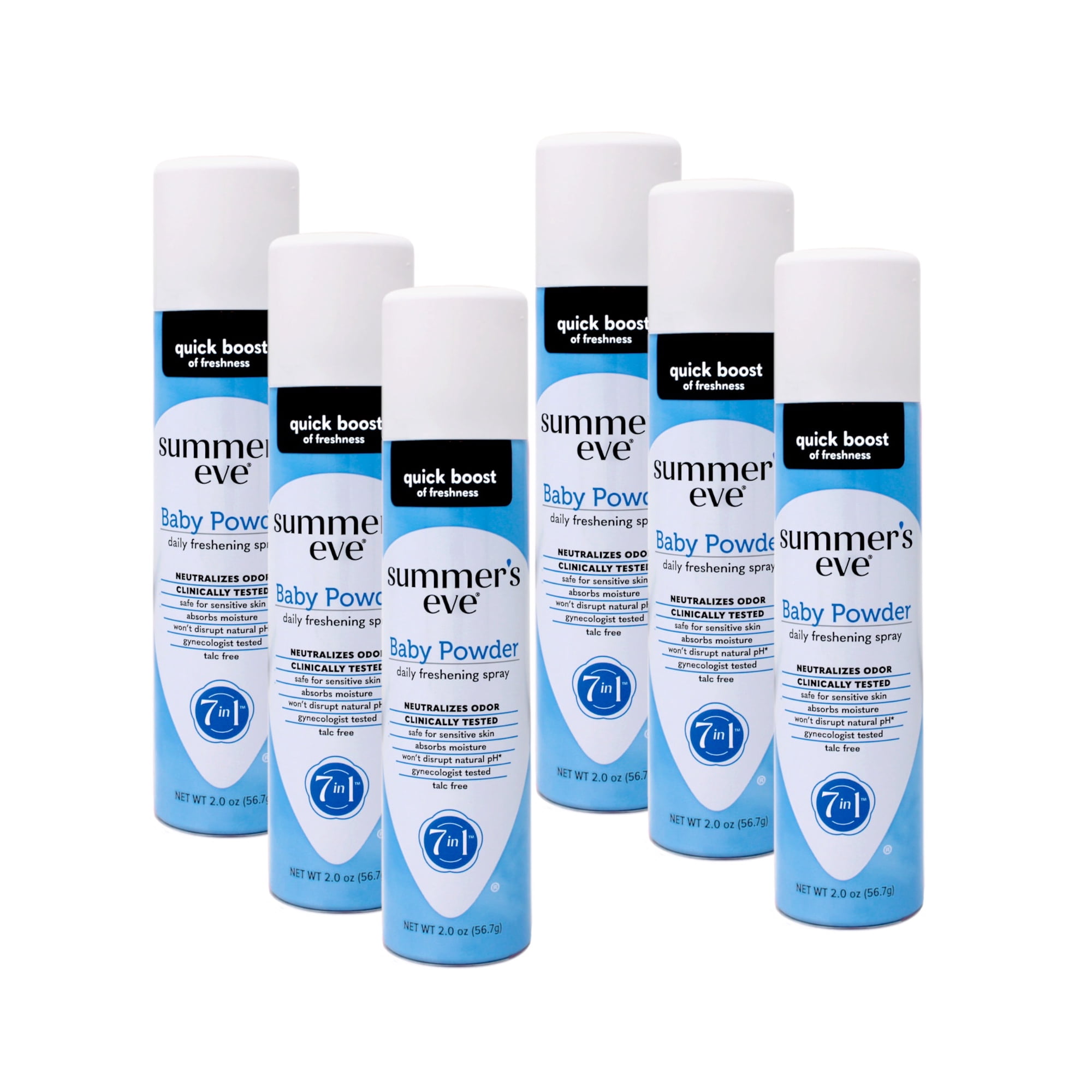 Summer's Eve Baby Powder Daily Gentle Feminine Spray, 2 oz - 6 Pack