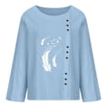 thumbnail image 4 of Blusa de manga larga con estampado de cuello redondo informal para mujer a la moda, Tops con botones de otoño Fridja  bvmnju420, 4 of 8