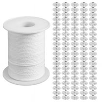 Candle DIY Tools Set, 1 Roll 200Ft/61M Cotton Candle Wick Core with 100 Pcs Candle Wick Sustainer for Candle Making Kit,1 Roll x Braided Candle Wick 100 x Candle Wick Base,White   Silver