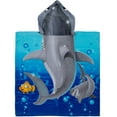 thumbnail image 2 of Dawhud Direct | Kids Super Soft Cotton Hooded Poncho Bath Beach Pool Towel Blue Multicolor, 2 of 2
