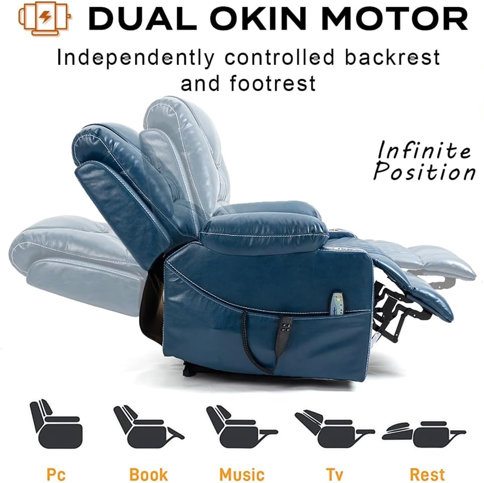 LITVZ Heavy Duty Power Lift Chairs Recliners with Heater and Massage for Elderly, Big and Tall Recliners 400lbs Suitable for People Up to 6Ft