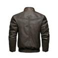 thumbnail image 3 of Maoxin Mens Leather Jacket Men Leather Jacket Multiple Pockets Zipper Loose Coat Solid Color Long Sleeved Hooded Leatherwear Loose Coat Leather Jacket Men Plus Size Brown XL, 3 of 7