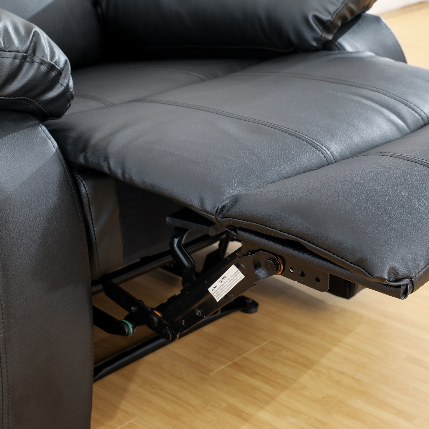 Hommoo Recycled Leather Recliner Chair, Living Room Chair Theater Lounge Seat, Manual Reclining Chairs with Overstuffed Arm and Back for Home, Black