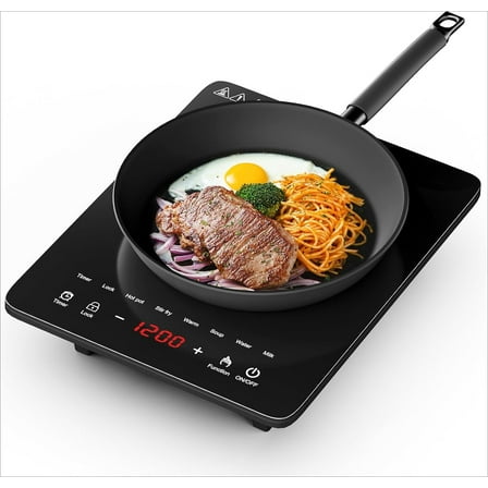 Portable Induction Cooktop Single Burner Hot Plate, 8 Power Levels, Timer & Child Safety Lock, Countertop Burner for Dorm, RV, Apartment, Small Kitchen