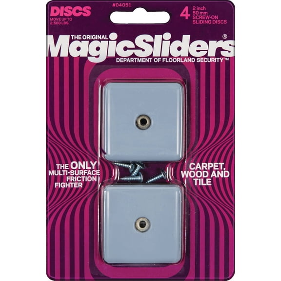 Magic Sliders Sliding Disc Furniture Slider - Screw-On, Gray Nylon & Plastic - 4 Pack, 5 Count