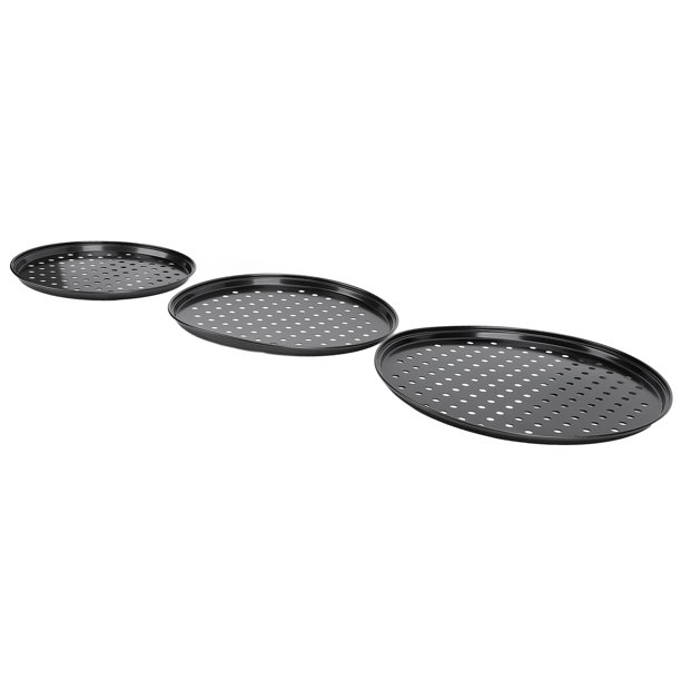 Bandeja Para Pizza De Acero Al Carbono, Bandeja Redonda Para Pizza 3 Piezas Resistente Con Agujeros Para El Hogar