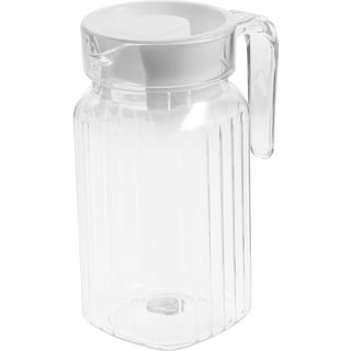 DanceeMangoo Glass Pitcher with Lid, 34 Oz Heat Resistant Glass Water Carafe  with Handle for Fridge, Small Pitcher for Iced Tea, Milk, Hot and Cold  Beverage, Glass Juice Jug 1000ML/34oz 