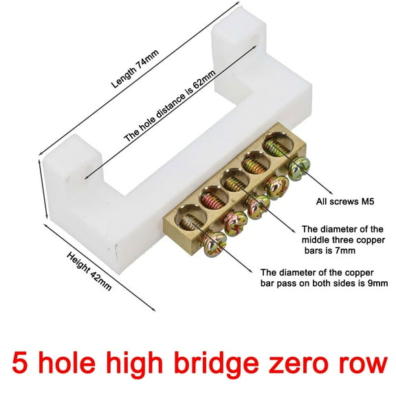 Copper Neutral Terminal Bar with Multiple Holes Enhance Your Wiring Efficiency 5 holes