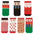 thumbnail image 1 of Christmas Socks Festive Cotton: 7 Pairs Unisex Colorful Crew Socks Holiday Socks, 1 of 10