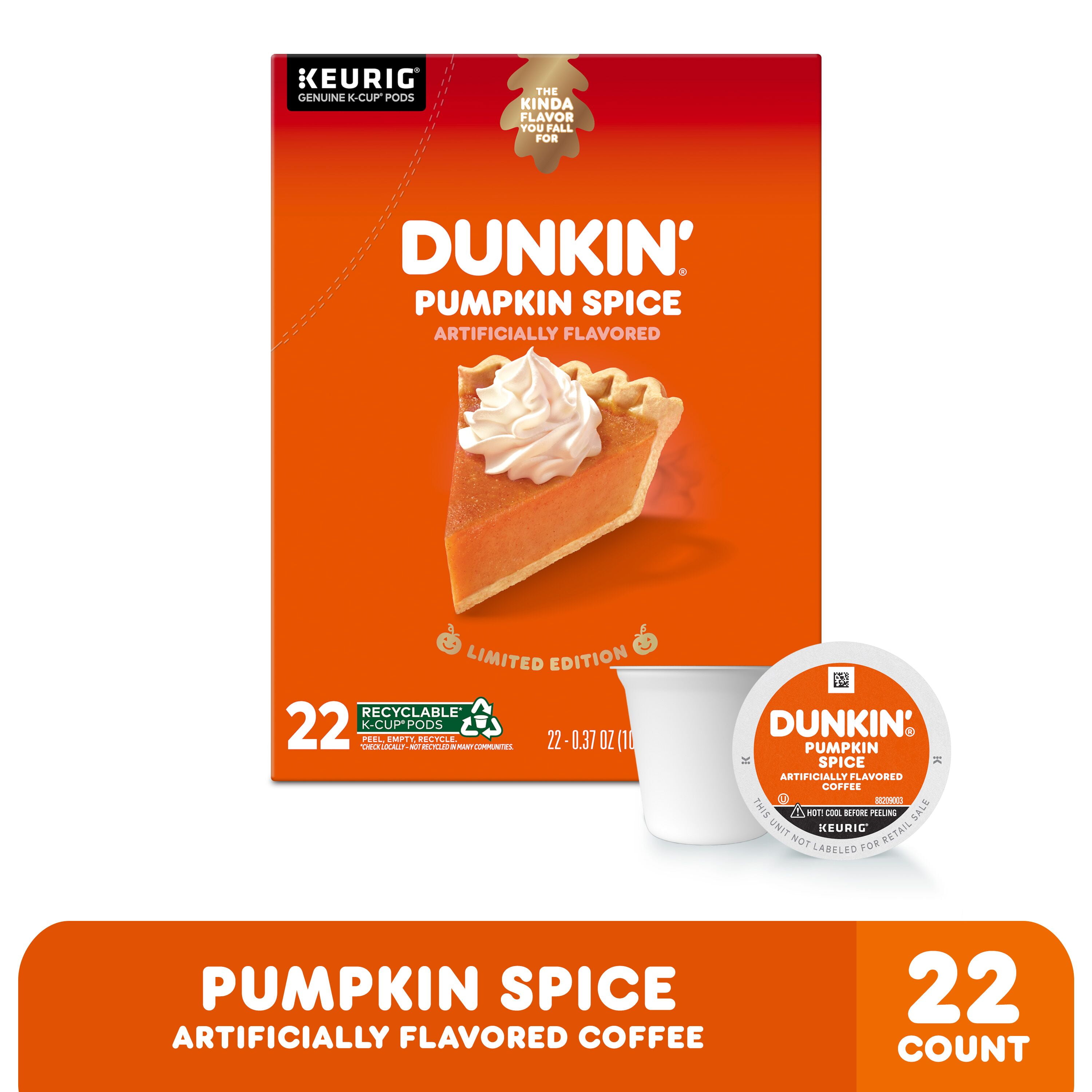 (88 Count) Dunkin' Pumpkin Spice Flavored, Medium Roast K-Cup Coffee Pods
